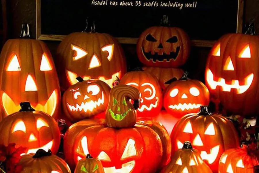 Mẫu bí ngô Halloween ma quái, kinh dị.