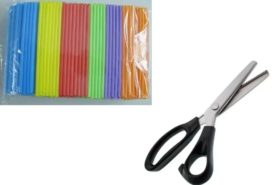 Dụng cụ cần thiết như ống hút nhựa, kéo