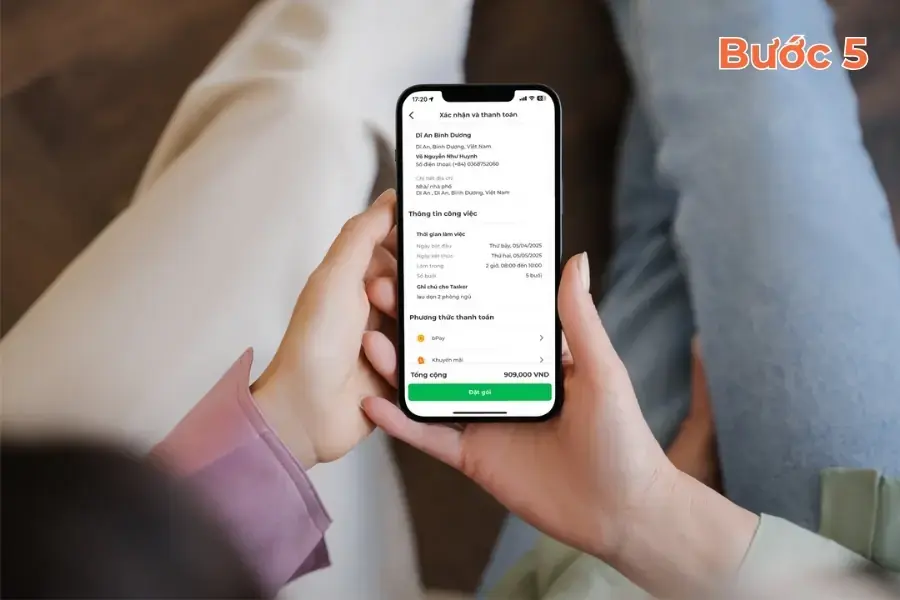 Xác nhận thông tin, thanh toán và chọn đặt gói.