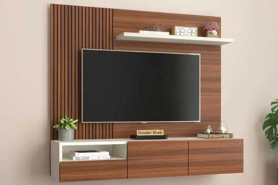 Mẫu kích thước kệ tivi treo tường gỗ hiện đại