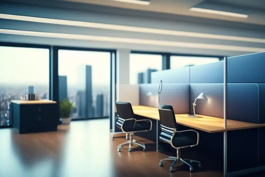 Nội thất sang trọng giúp văn phòng mở thể hiện sự đẳng cấp của công ty
