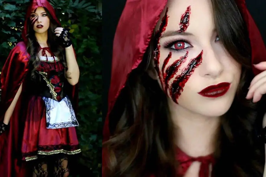 Cô bé quàng khăn đỏ phiên bản Halloween kinh dị.