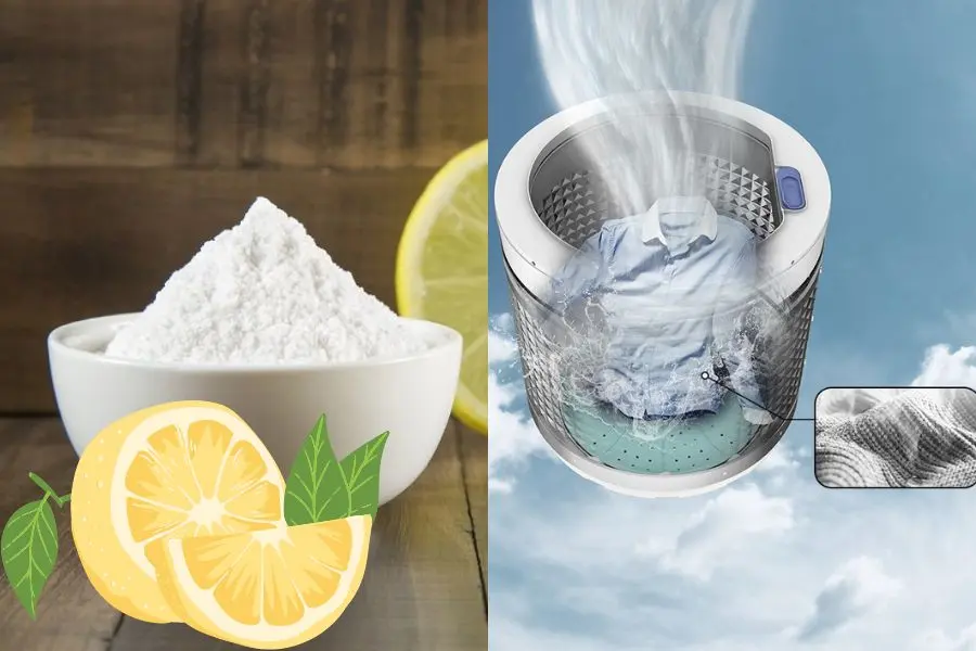Dùng baking soda và chanh để vệ sinh lồng máy giặt cửa ngang.