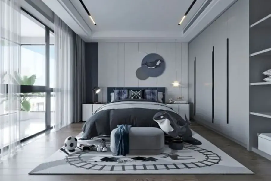 Gam màu xám trắng mang lại vẻ sang trọng hiện đại cho căn phòng