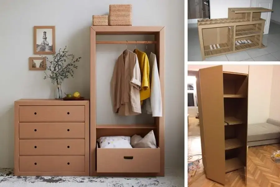 Làm mới căn phòng của bạn bằng bìa carton tái chế làm tủ đồ