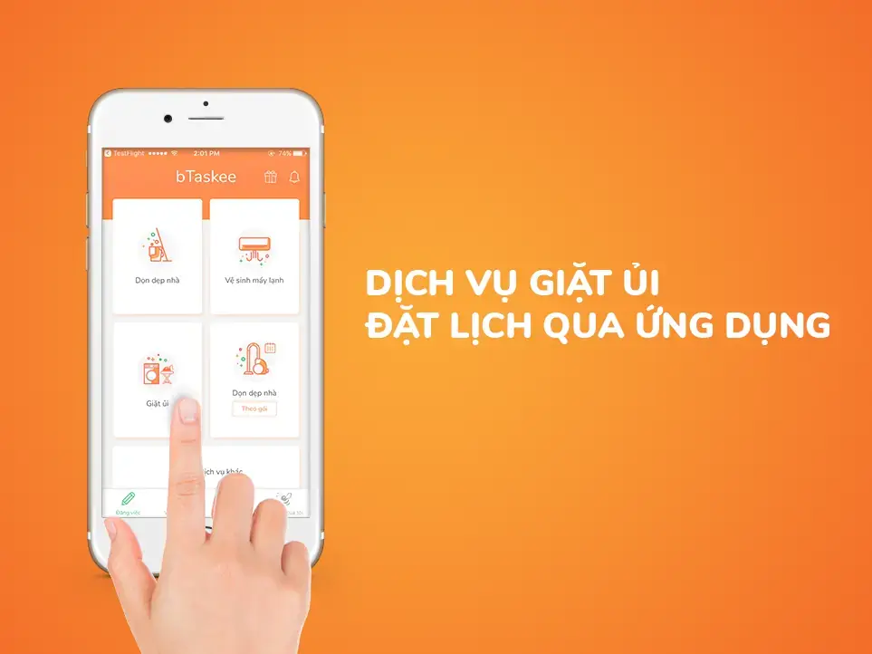 Đặt lịch dịch vụ giặt ủi qua ứng dụng bTaskee