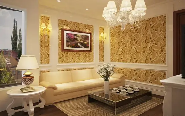 Giấy dán tường hoa văn trang trí không gian sang trọng
