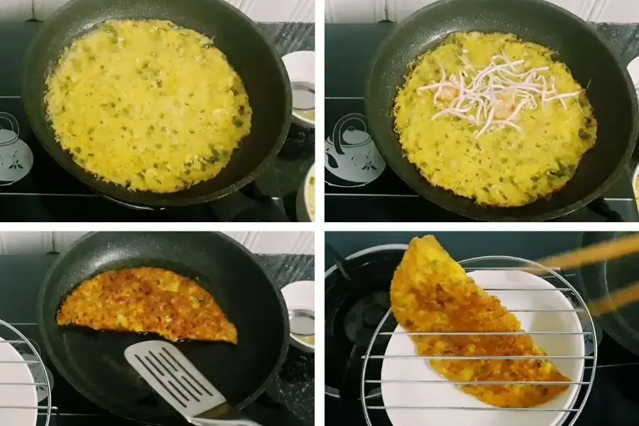 Chiên bánh xèo vàng giòn