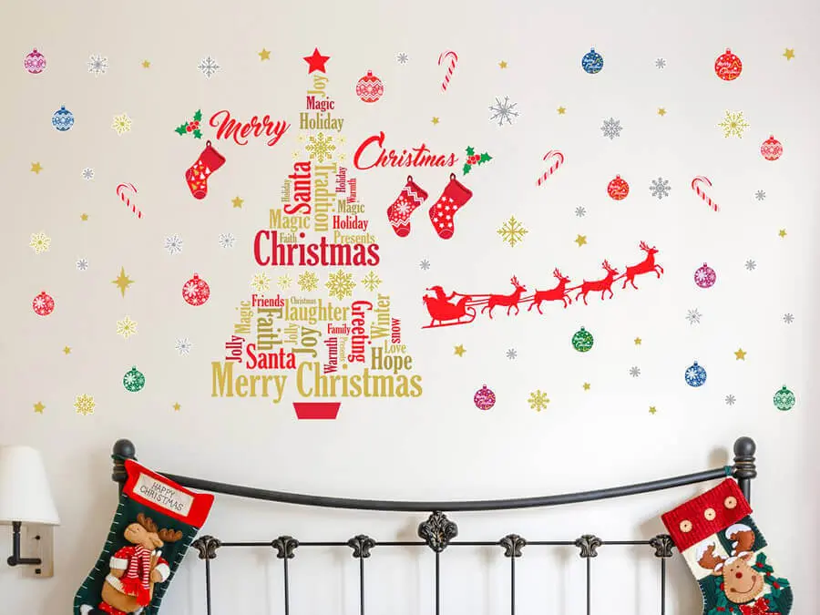 tường trang trí họa tiết noel