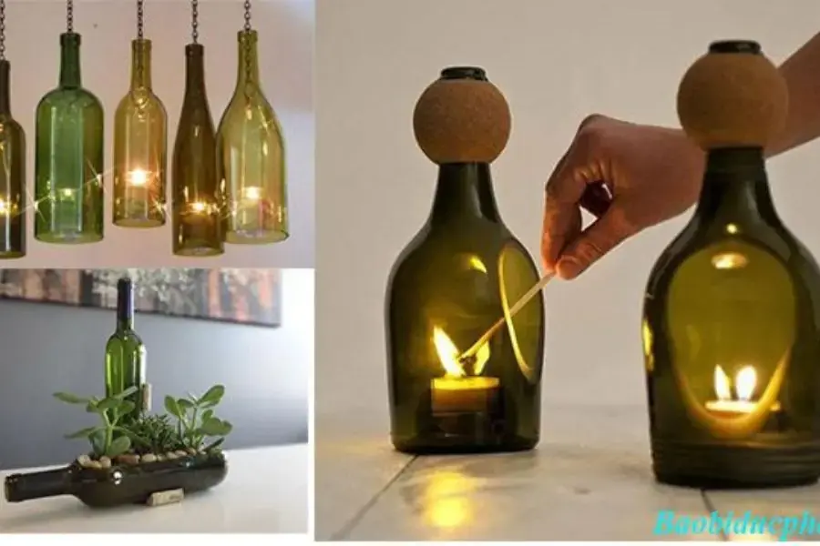 Tái chế những chai thủy tinh cũ thành vật dụng trang trí trong nhà