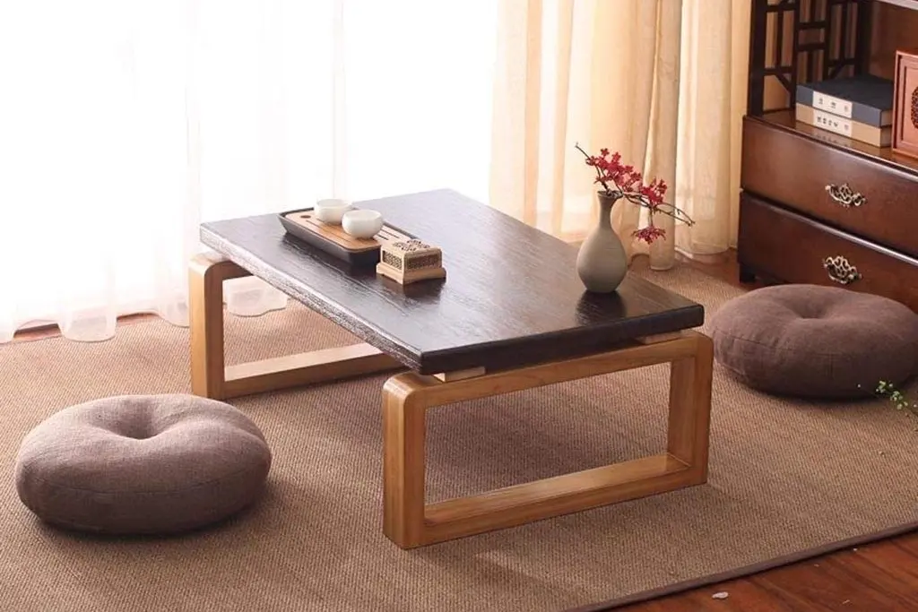 Mẫu bàn ăn kiểu Nhật kết hợp bàn trà tiện lợi
