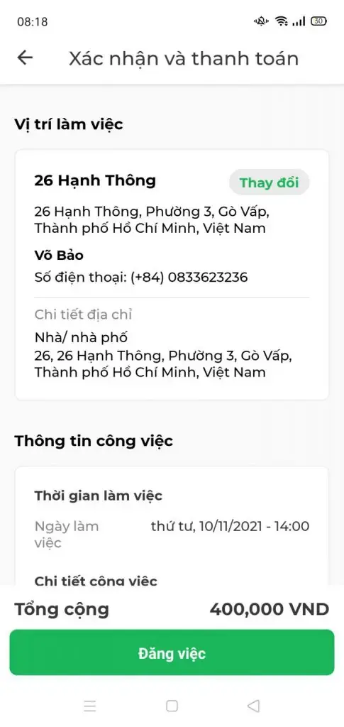 Kiểm tra thông tin rồi đăng việc
