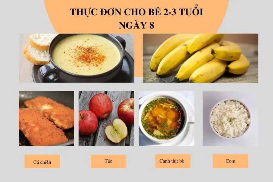 Tham khảo thực đơn ngày thứ 8 dành cho bé