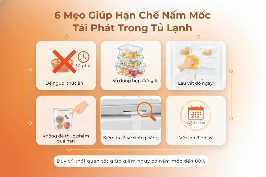 6 mẹo giúp hạn chế nấm mốc tái phát trong tủ lạnh.