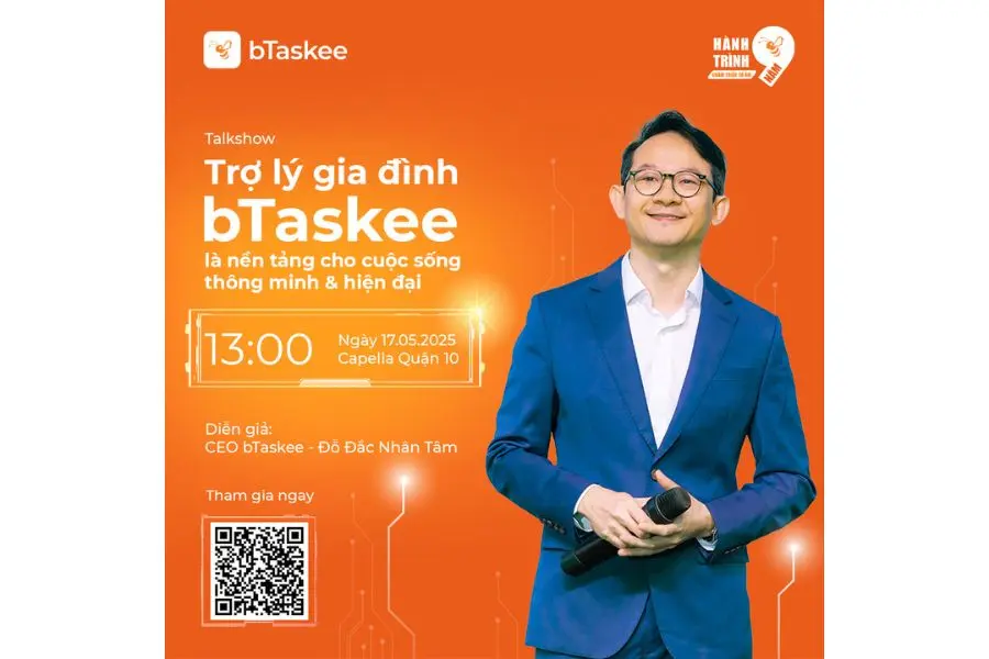 Anh Nathan sẽ đưa khách mời nhìn lại hành trình 9 năm miệt mài phát triển của thương hiệu bTaskee.