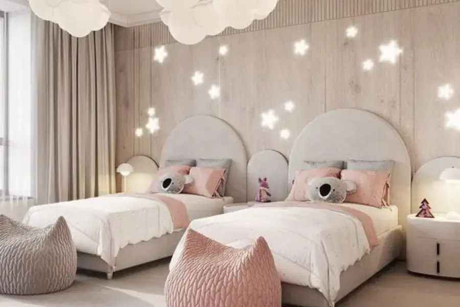 Mẫu giường đôi đẹp cho 2 bé gái