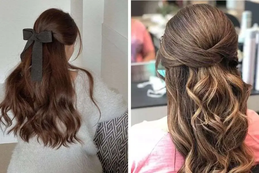 Kiểu tóc buộc nửa đầu mang đến nét đẹp mong manh, dịu dàng.