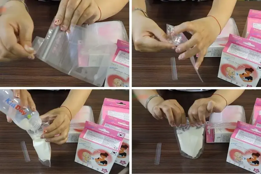 Đổ sữa vào túi