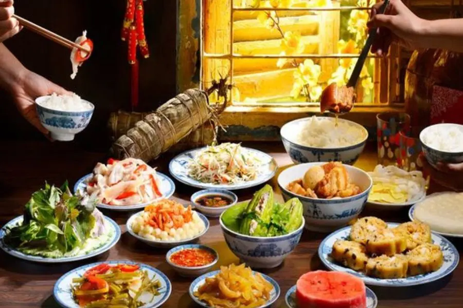Mâm cúng tất niên đặc trưng của người miền Nam.