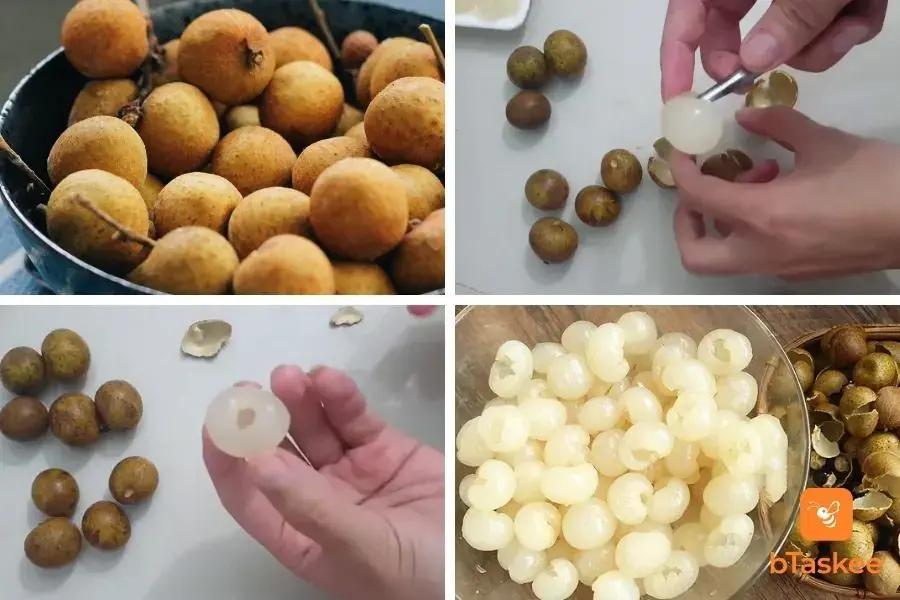 Bóc thịt nhãn.