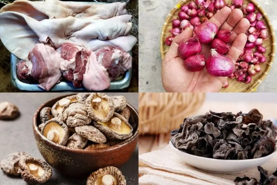 Nguyên liệu làm giò thủ.