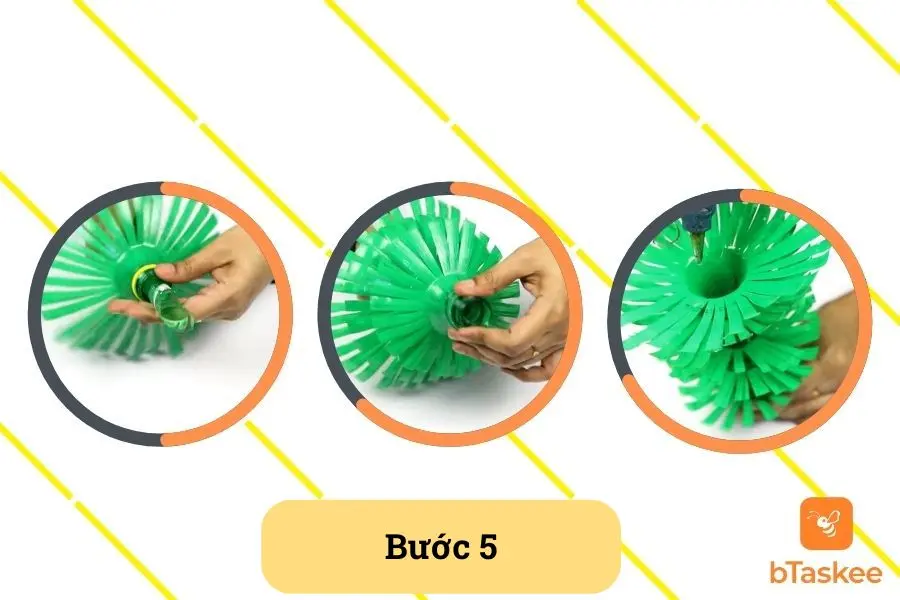 Luồn tán cây thông vào thân cây để hoàn thiện