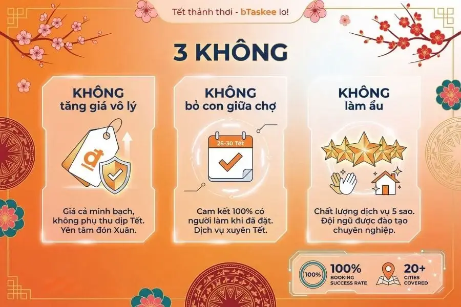 Nỗi lo tìm người giúp việc ngày Tết của các gia đình và giải pháp từ bTaskee.