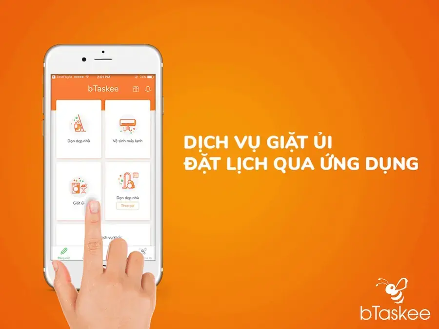 Đặt lịch dịch vụ giặt ủi qua ứng dụng bTaskee