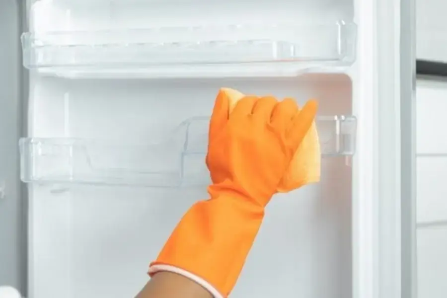 Vệ sinh kỹ bên trong tủ lạnh để loại bỏ vi khuẩn và mùi hôi.
