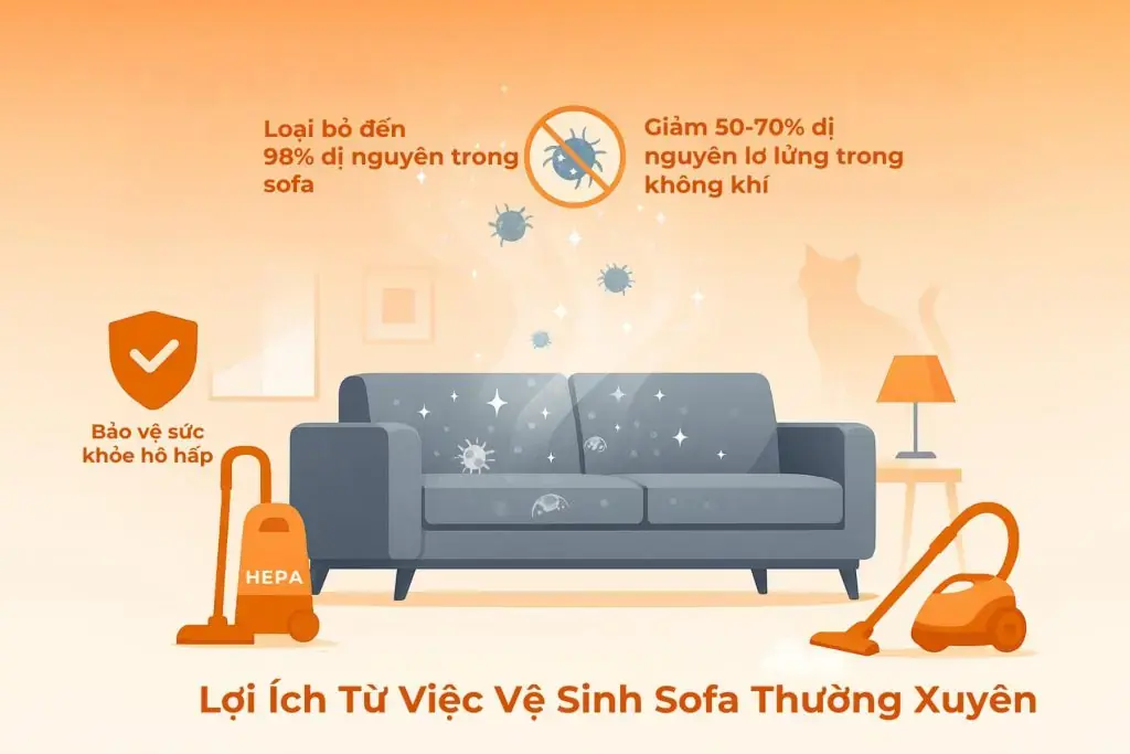 Vệ sinh sofa định kỳ đem lại nhiều lợi ích sức khỏe không ngờ.