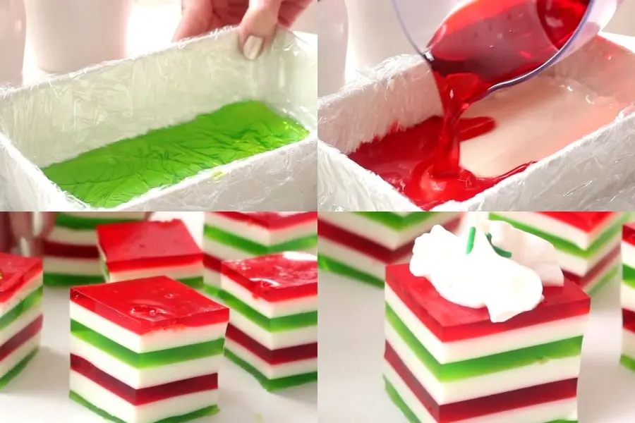 Hoàn thành chiếc kẹo dẻo Noel làm từ bột jello.