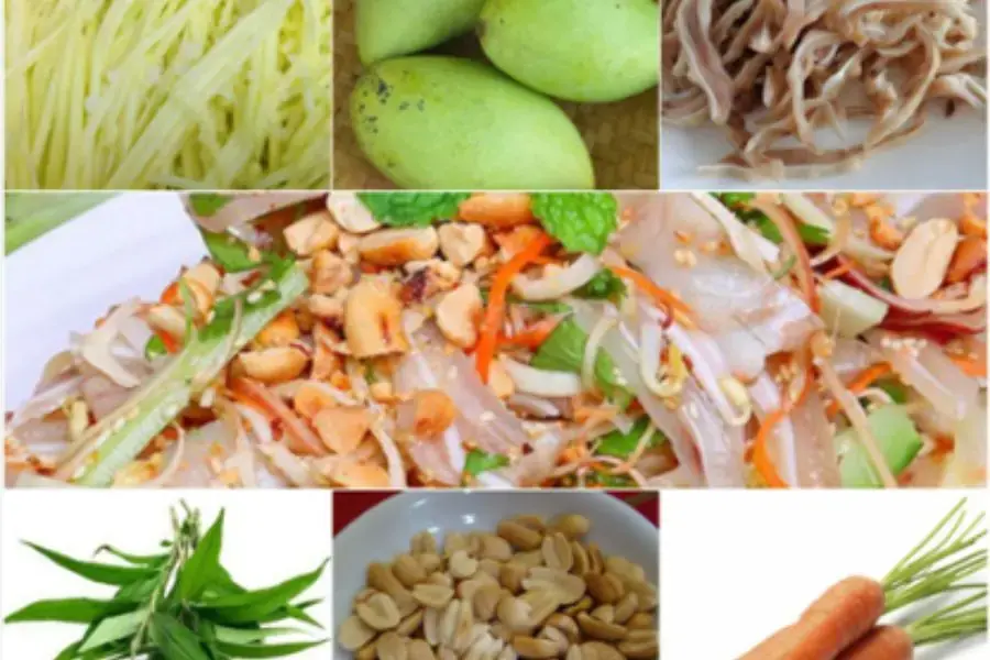 Nguyên liệu để chế biến món gỏi xoài tai heo