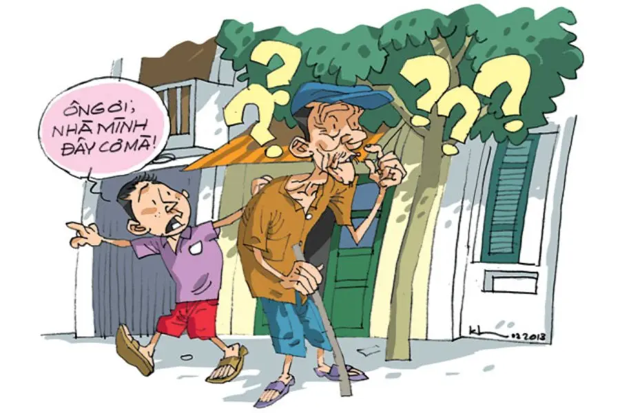 Giai đoạn giữa: người già quên địa chỉ nhà.