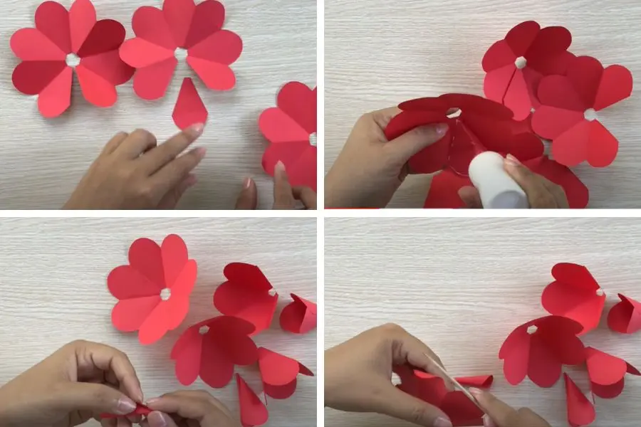 Tạo hình bông hoa trở nên cong lên phía trên.