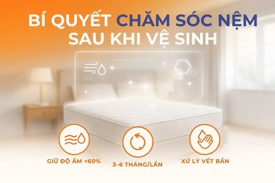 Có 3 lưu ý quan trọng sau khi vệ sinh nệm.