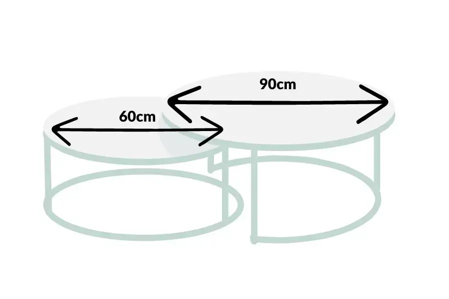 Kích thước bàn trà tròn phổ biến thường có đường kính từ 60cm đến 90cm