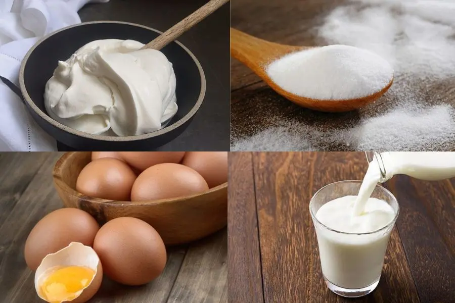 Chuẩn bị nguyên liệu làm bánh kem Giáng Sinh.