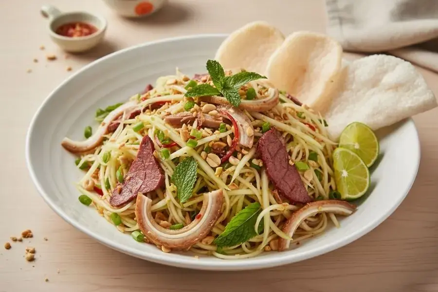 Gỏi bò bóp thấu chua ngọt dễ ăn.