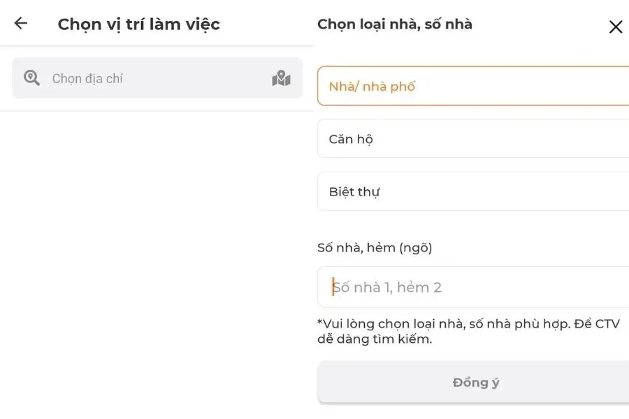 Chọn địa điểm và các thông tin cần thiết theo yêu cầu.