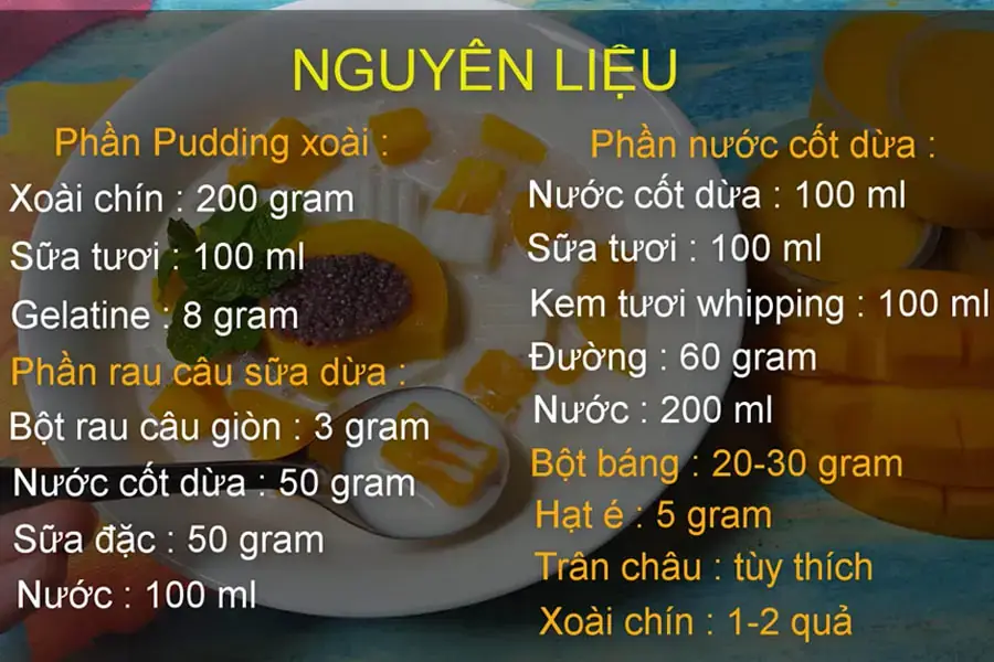 Nguyên liệu làm chè xoài