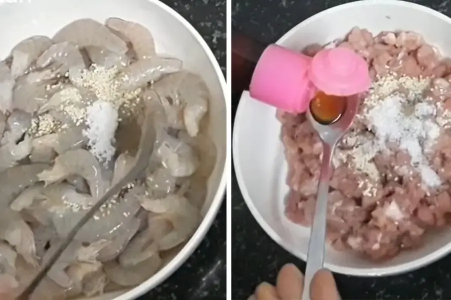 Ướp tôm và thịt