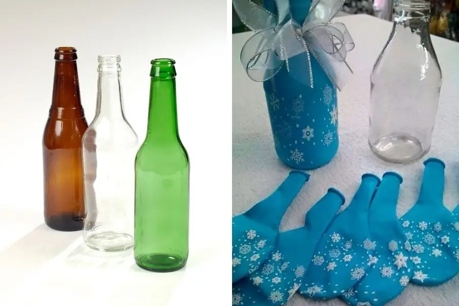 Bóng bay kết hợp chai thủy tinh cho ra vật trang trí Giáng Sinh ấn tượng.