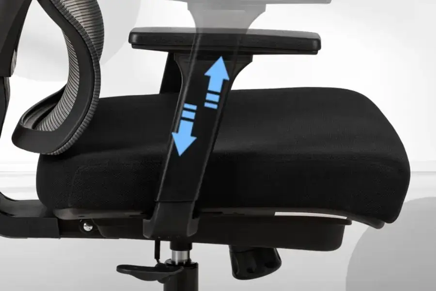 Cách sử dụng ghế xoay văn phòng với tay gạt bên phải giúp nâng/hạ ghế xoay