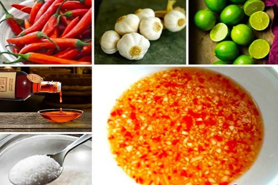 Nguyên liệu: tỏi khô, trái chanh, ớt tươi, đường cát, nước mắm,
