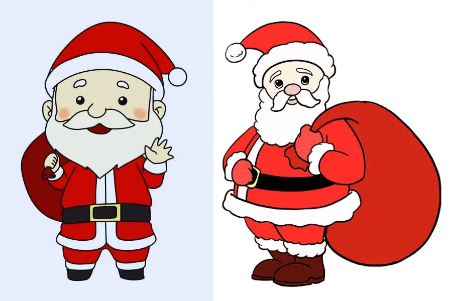 Túi quà là vật trang trí phổ biến nhất khi vẽ Ông già Noel.