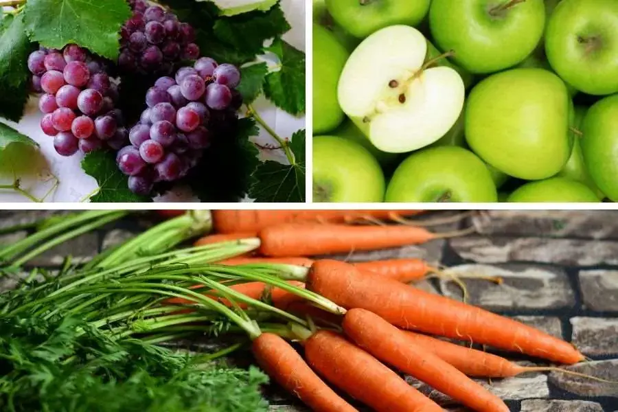 Kết hợp nho, táo, cà rốt làm nước ép trái cây giảm mỡ bụng