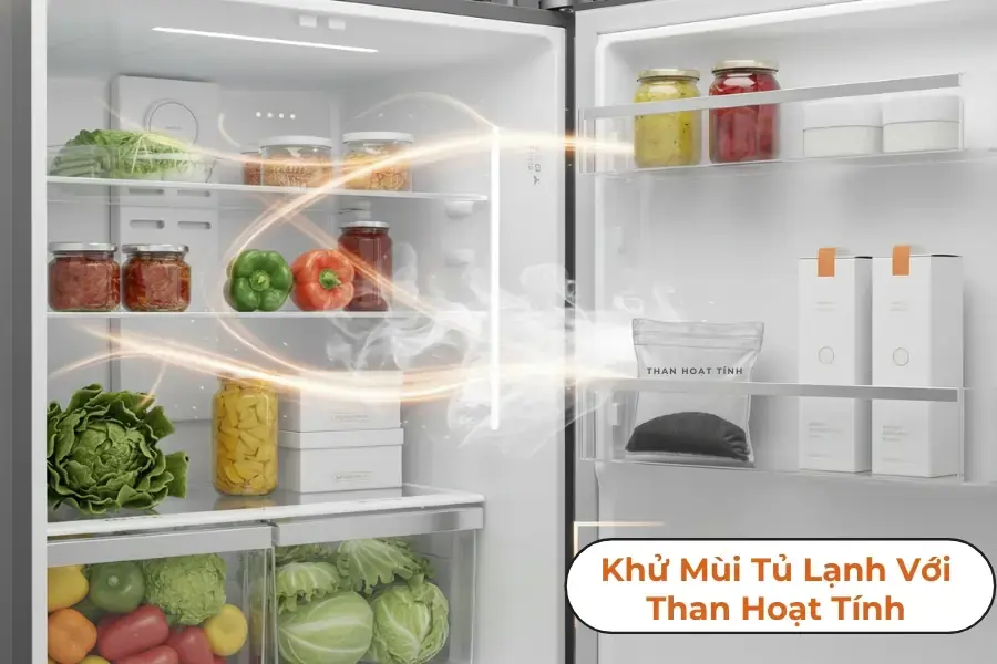Sử dụng than hoạt tính khử mùi cho tủ lạnh.