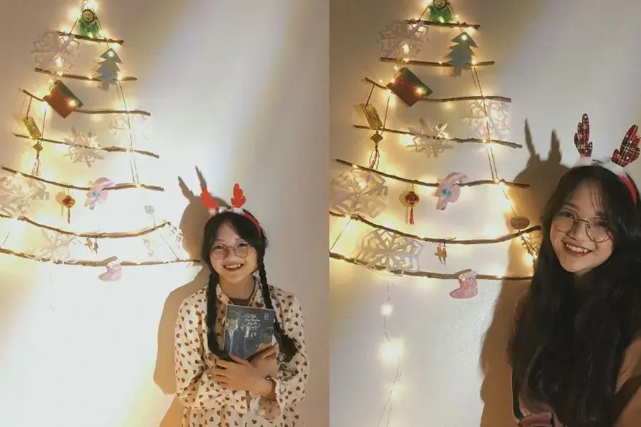 Sở hữu ngay bộ ảnh Noel với cây thông handmade từ cây khô. 