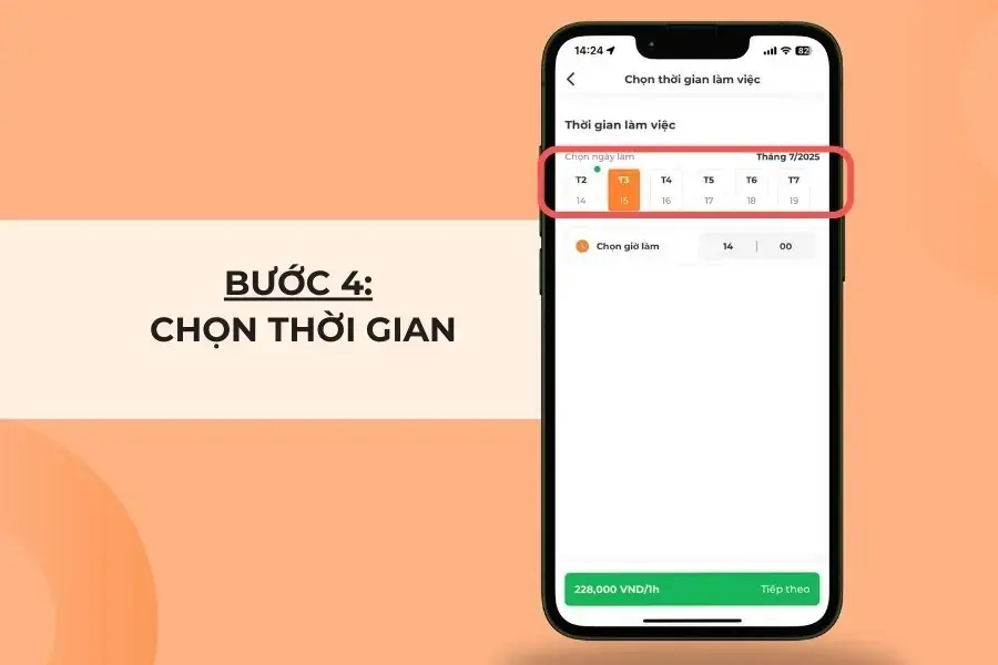 Chọn ngày và thời gian đặt lịch.