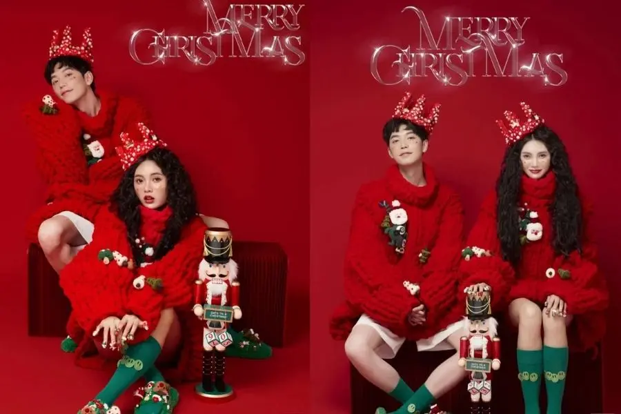 Chụp ảnh Noel dễ thương, độc đáo tại studio cho các cặp đôi.